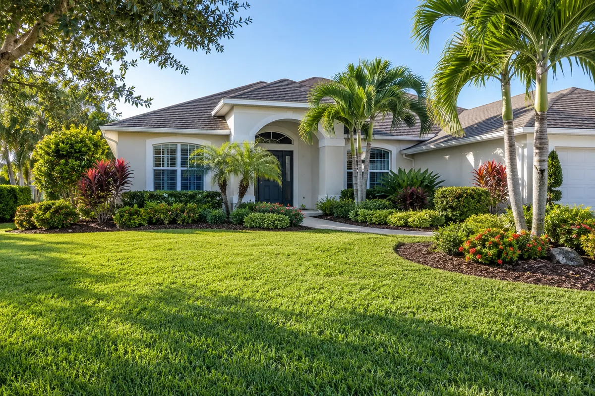 AI concept of a freshly maintained Florida lawn and garden
